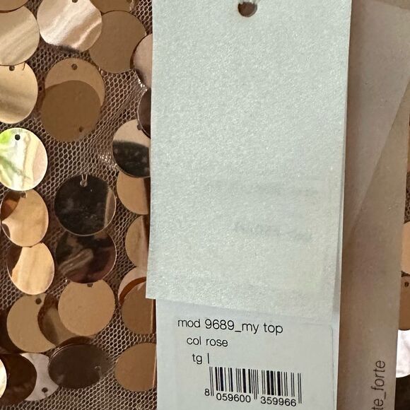 Forte Forte Macro paillettes top rose sequined blouse designer Italy Sz 1 S New - Picture 9 of 12